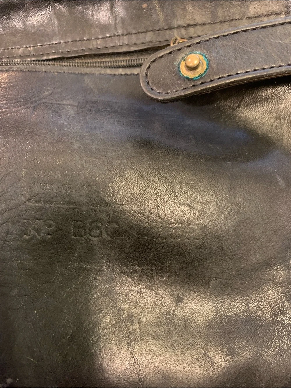 Vintage Coach Black Leather Mini Backpack with Brass-Tone Buckle 4152